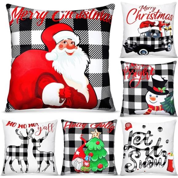 6 Pcs Christmas Pillow Covers Cushion Covers Decoration Christmas 18x18 inches